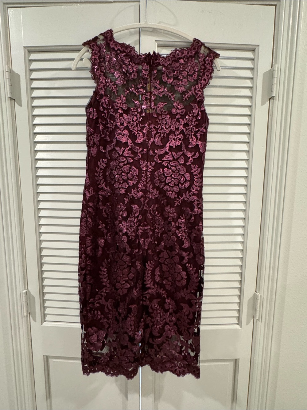 Tadashi Shoji Burgundy Floral Lace Midi Dress - Picture 6 of 10